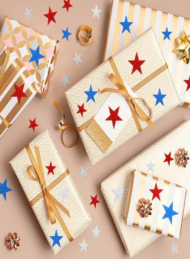 KQNBI Foam Star Stickers 90 Pcs 4th of July Foam Stickers Red White Blue Glitter Sticker Self Adhesive Patriotic Glitter Star Shaped Sticker for Kids Art Crafts Greeting Card Memorial Independence Day Decor - Image 5